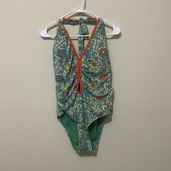 Rhode Zinnia Floral Print Halter High Leg Cheeky One Piece Swim Womens XXL NEW - Picture 2 of 9